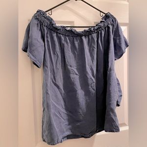 Blue off the shoulder French Connection Too